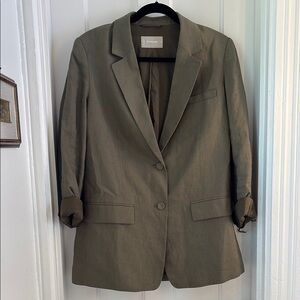 Everlane Olive Linen Blazer **FLAWED